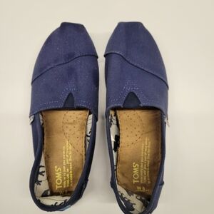 TOMS Classic Canvas Slip-On Shoes Navy Blue Women's Size 8